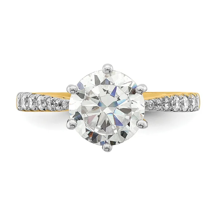 200ct CZ Solid Real 14k Polish 2ct Round Leaf Design Dia Ring Goldia Rings