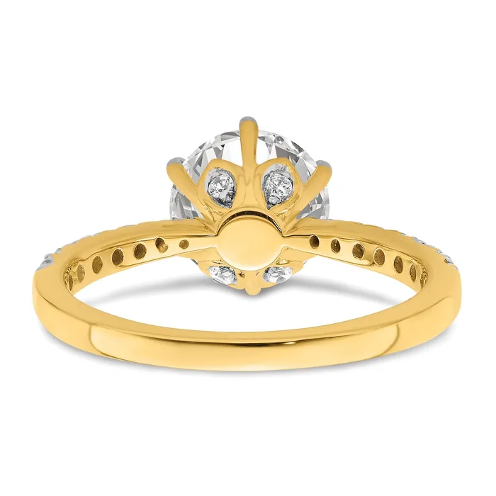 200ct CZ Solid Real 14k Polish 2ct Round Leaf Design Dia Ring Goldia Rings