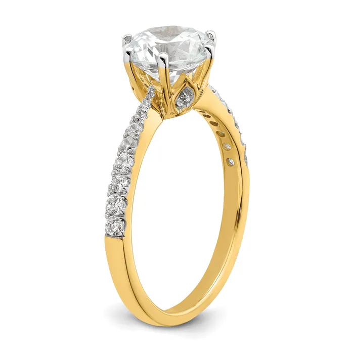 200ct CZ Solid Real 14k Polish 2ct Round Leaf Design Dia Ring Goldia Rings