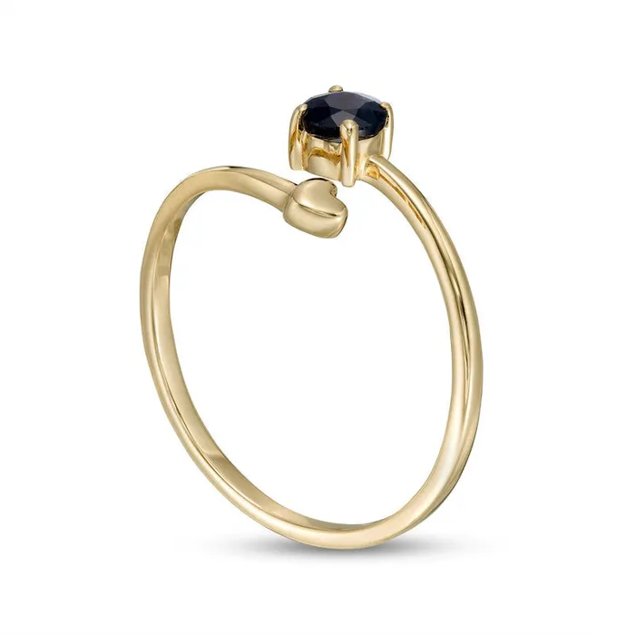 40mm Blue Sapphire and Polished Heart Open Wrap Ring in Solid 10K Yellow Gold Goldia Rings 40mm Blue Sapphire and Polished Heart Open Wrap Ring in Solid 10K Yellow Gold Goldia Rings