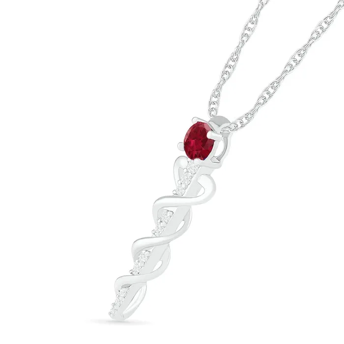 40mm LabCreated Ruby and White Sapphire Caduceus Pendant in Sterling Silver Goldia Necklaces 40mm LabCreated Ruby and White Sapphire Caduceus Pendant in Sterling Silver Goldia Necklaces