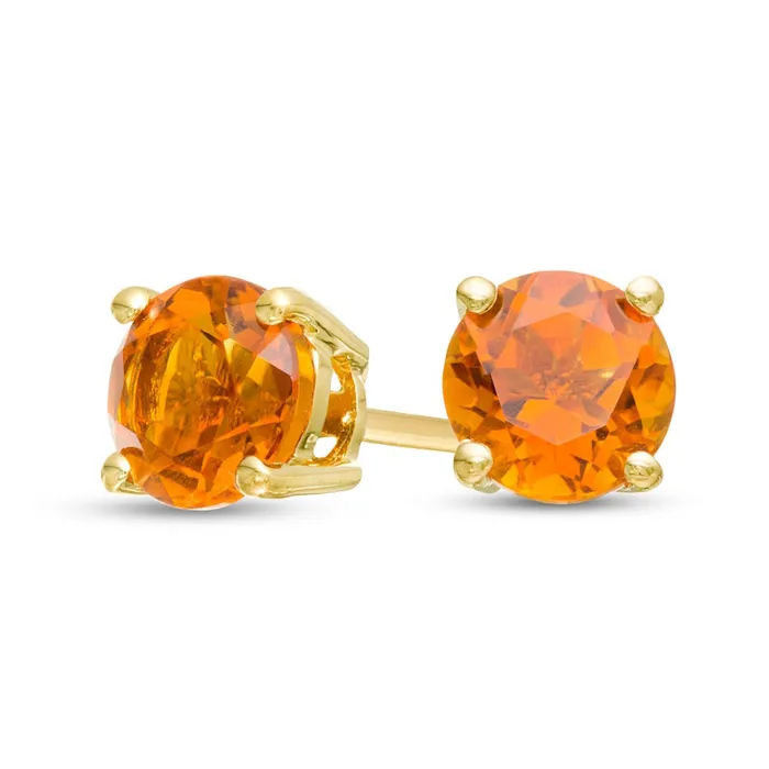 50mm Citrine Solitaire Stud Earrings in 10K Gold Goldia Earrings