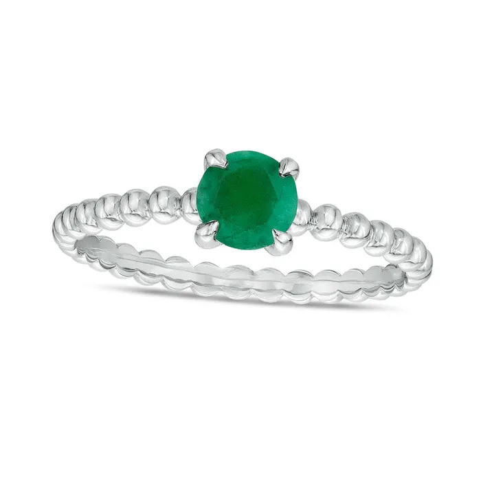 50mm Emerald Beaded ComfortFit Stackable Ring in Solid 10K White Gold Size 7 Goldia Rings 50mm Emerald Beaded ComfortFit Stackable Ring in Solid 10K White Gold Size 7 Goldia Rings