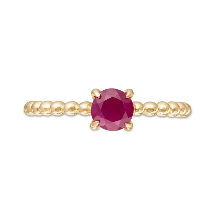 50mm Ruby Bead Shank Ring in Solid 10K Yellow Gold Goldia Rings 50mm Ruby Bead Shank Ring in Solid 10K Yellow Gold Goldia Rings
