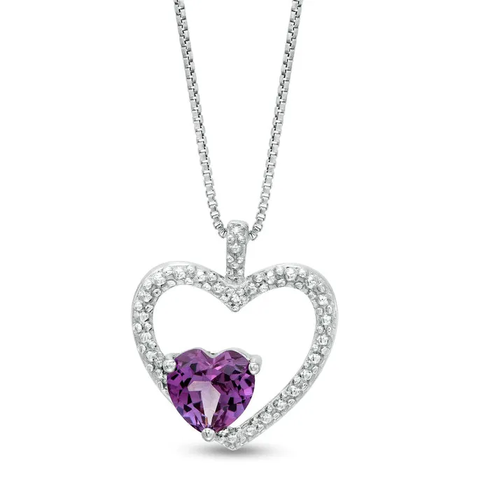 60mm HeartShaped LabCreated Alexandrite and Diamond Accent Beaded Heart Pendant in Sterling Silver Goldia Necklaces 60mm HeartShaped LabCreated Alexandrite and Diamond Accent Beaded Heart Pendant in Sterling Silver Goldia Necklaces