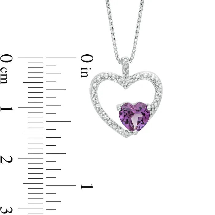 60mm HeartShaped LabCreated Alexandrite and Diamond Accent Beaded Heart Pendant in Sterling Silver Goldia Necklaces 60mm HeartShaped LabCreated Alexandrite and Diamond Accent Beaded Heart Pendant in Sterling Silver Goldia Necklaces