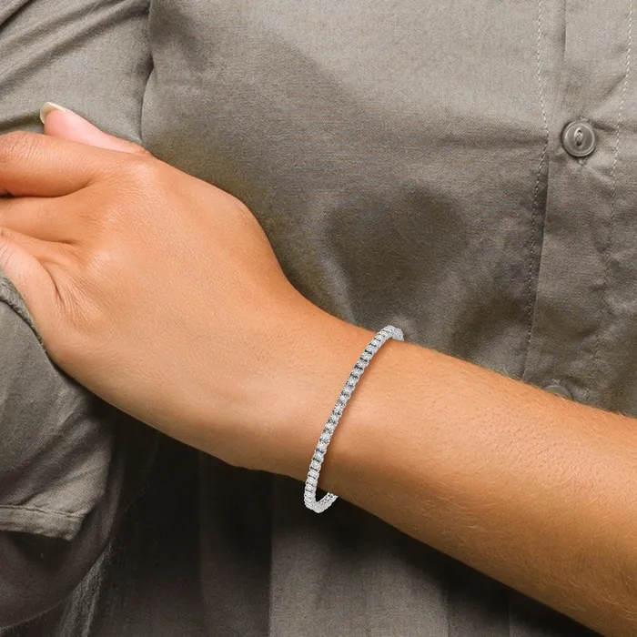 Bracelets 14k White Gold 1 Ct Lab Grown Diamond VSSI G 7 inch Illusion Setting Bracelet Goldia