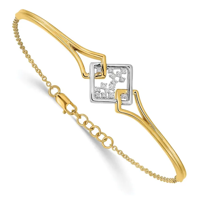 Bracelets goldiaca 14k Twotone Fancy Square Natural Diamond Bar 7in w5in ext Bracelet Bracelets goldiaca 14k Twotone Fancy Square Natural Diamond Bar 7in w5in ext Bracelet