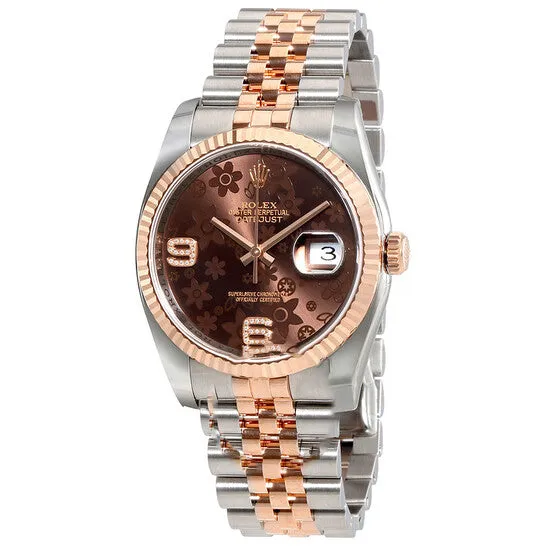 Bracelets JMS always Original Rolex Oyster Perpetual Datejust Chocolate Floral Motif Dial Automatic Ladies Stainless Steel and 18kt Everose Gold Watch 116231CHFDAJ Bracelets JMS always Original Rolex Oyster Perpetual Datejust Chocolate Floral Motif Dial Automatic Ladies Stainless Steel and 18kt Everose Gold Watch 116231CHFDAJ