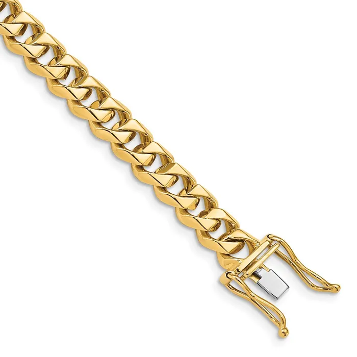 Bracelets MDS Solid 14K Yellow Gold 85 inch 7mm Hand Polished Fancy Traditional Link with Box Catch Clasp Bracelet Bracelets MDS Solid 14K Yellow Gold 85 inch 7mm Hand Polished Fancy Traditional Link with Box Catch Clasp Bracelet