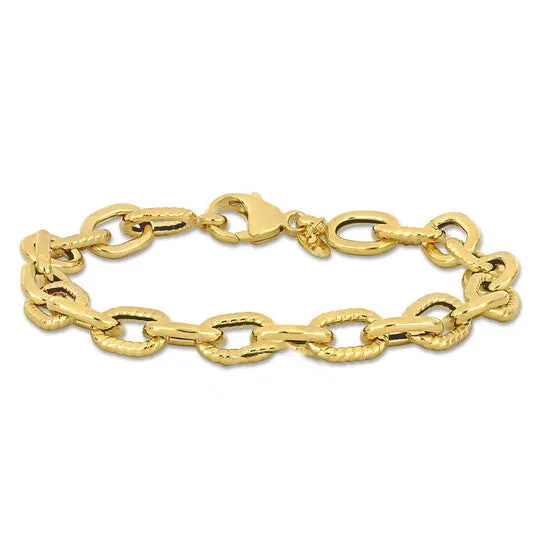 Bracelets Original Amour 82mm Textured Oval Link Bracelet in 14k Yellow Gold 8 in JMS always Bracelets Original Amour 82mm Textured Oval Link Bracelet in 14k Yellow Gold 8 in JMS always