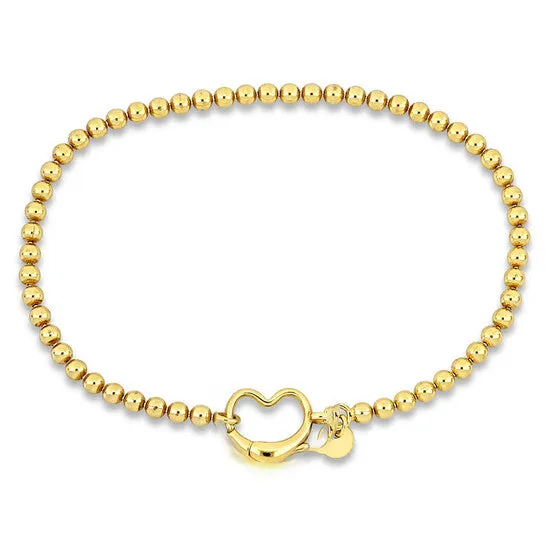 Bracelets Original Amour Paper Clip Link Bracelet in Yellow Plated Sterling Silver with Heart Clasp JMS always