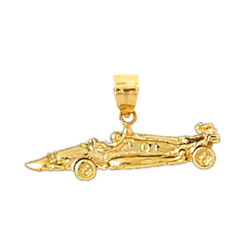 Charm Necklaces 14K Gold Racing Car Charm Goldia