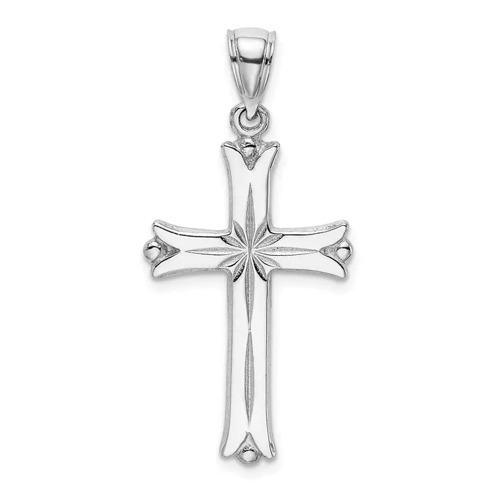 Charm Necklaces 14k White Gold Cross WStarburst Center Charm Goldia