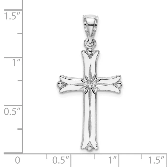 Charm Necklaces 14k White Gold Cross WStarburst Center Charm Goldia