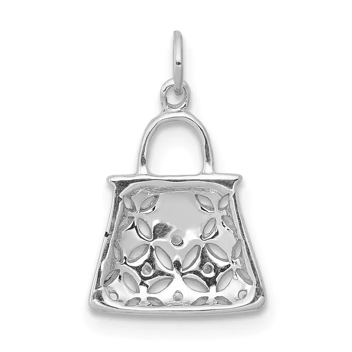 Charm Necklaces 14k White Gold Real Diamond Handbag Charm Goldia