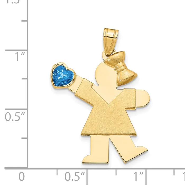 Charm Necklaces 14k Yellow Gold Girl with CZ December Birthstone Charm Goldia