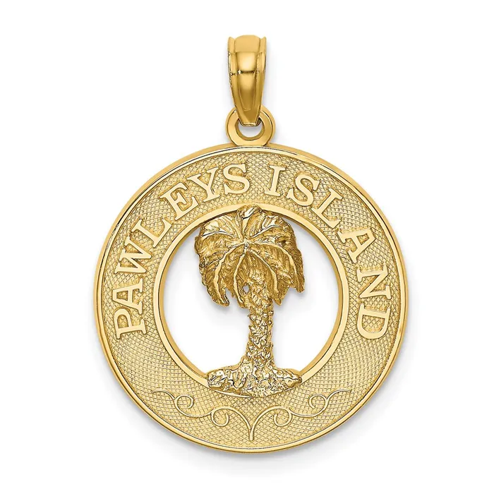Charm Necklaces 14k Yellow Gold PAWLEYS ISLAND Palm Tree Charm Goldia
