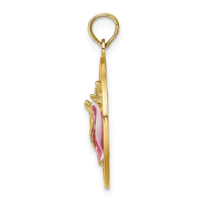 Charm Necklaces 14k Yellow Gold SAINT AUGUSTINE Enamel wConch Shell Circle Charm Goldia