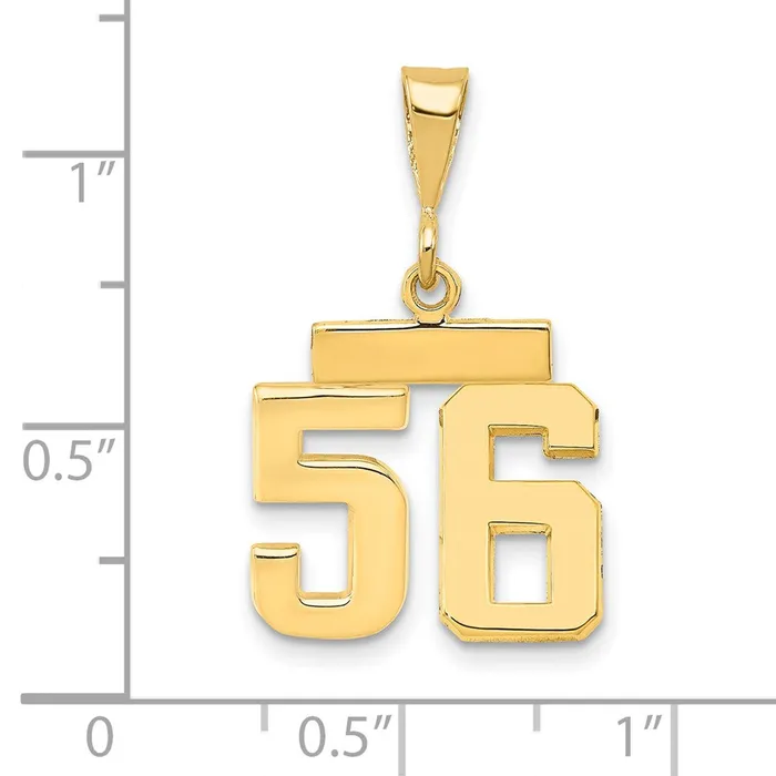 Charm Necklaces 14k Yellow Gold Small Polished Number 56 Charm Goldia