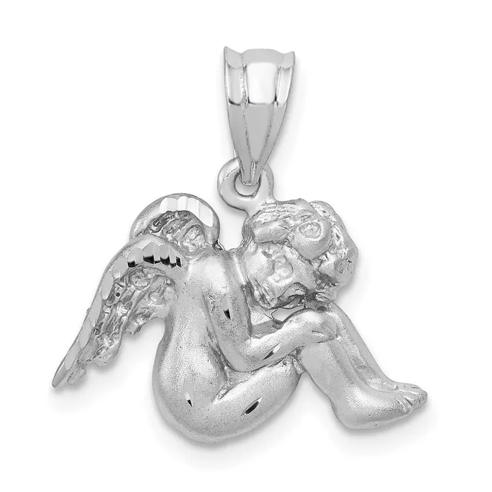 Charm Necklaces Goldia 14k White Gold Satin Angel Charm