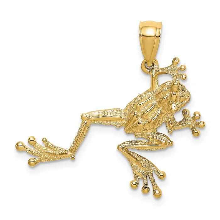 Charm Necklaces Goldia 14k Yellow Gold 2D Textured Frog Charm