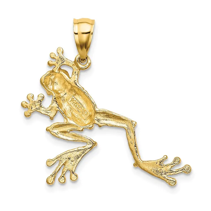 Charm Necklaces Goldia 14k Yellow Gold 2D Textured Frog Charm