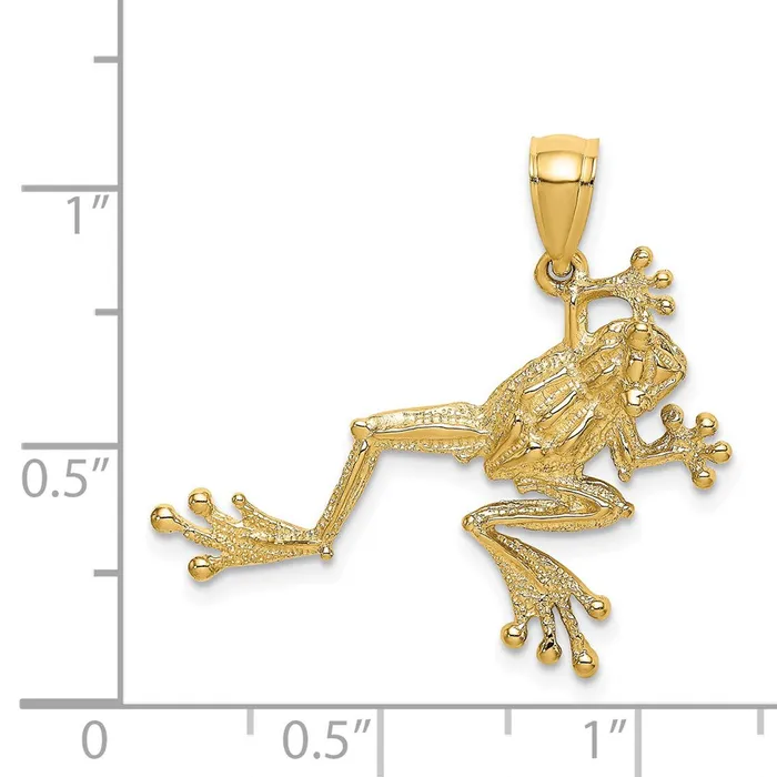 Charm Necklaces Goldia 14k Yellow Gold 2D Textured Frog Charm