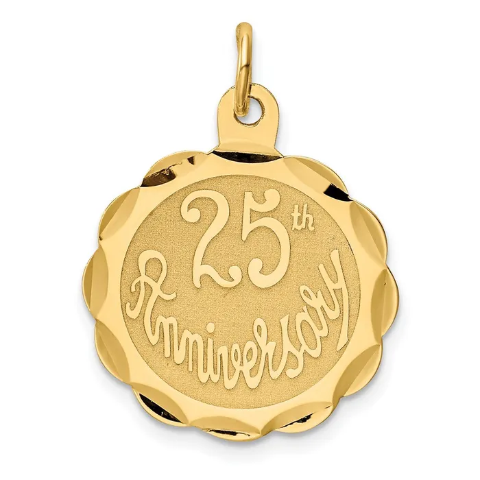Charm Necklaces Goldia 14k Yellow Gold 25th ANNIVERSARY Disc Charm