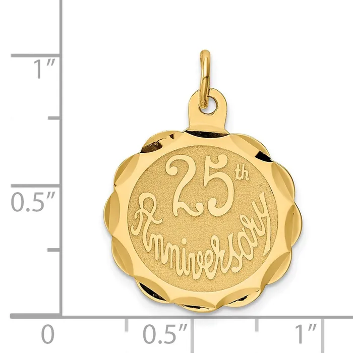 Charm Necklaces Goldia 14k Yellow Gold 25th ANNIVERSARY Disc Charm