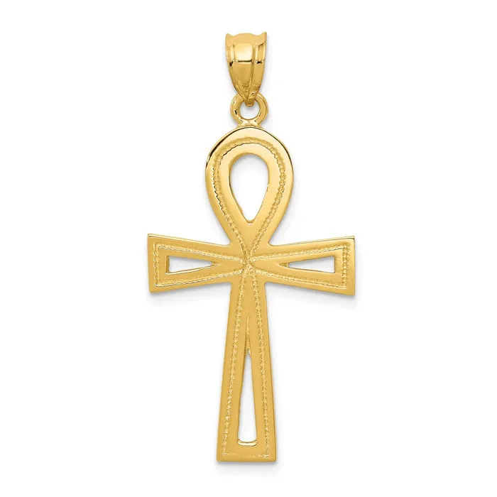 Charm Necklaces Goldia 14k Yellow Gold Ankh Cross Charm