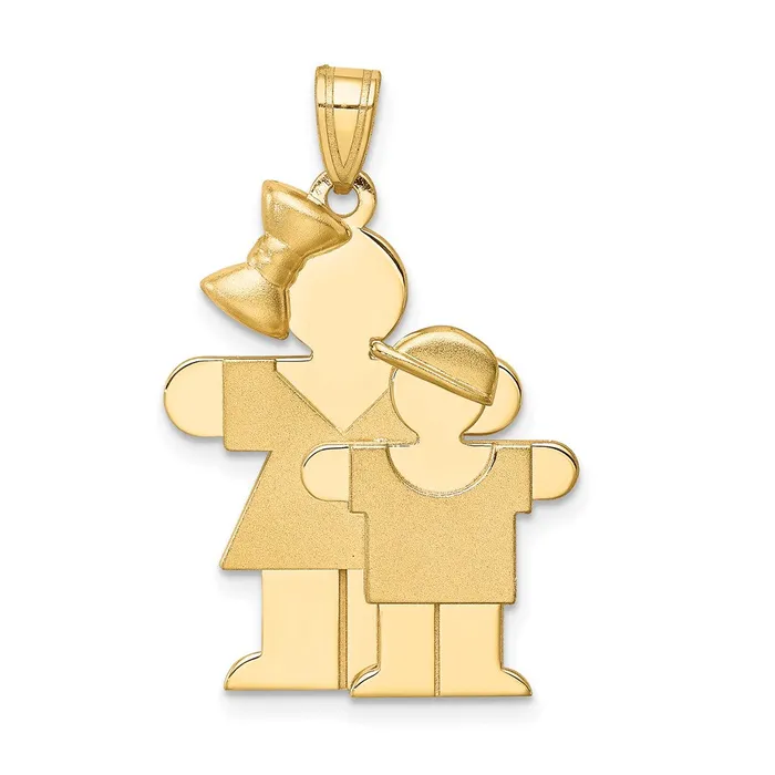 Charm Necklaces Goldia 14k Yellow Gold Big Girl and Little Boy Engravable Charm Charm Necklaces Goldia 14k Yellow Gold Big Girl and Little Boy Engravable Charm