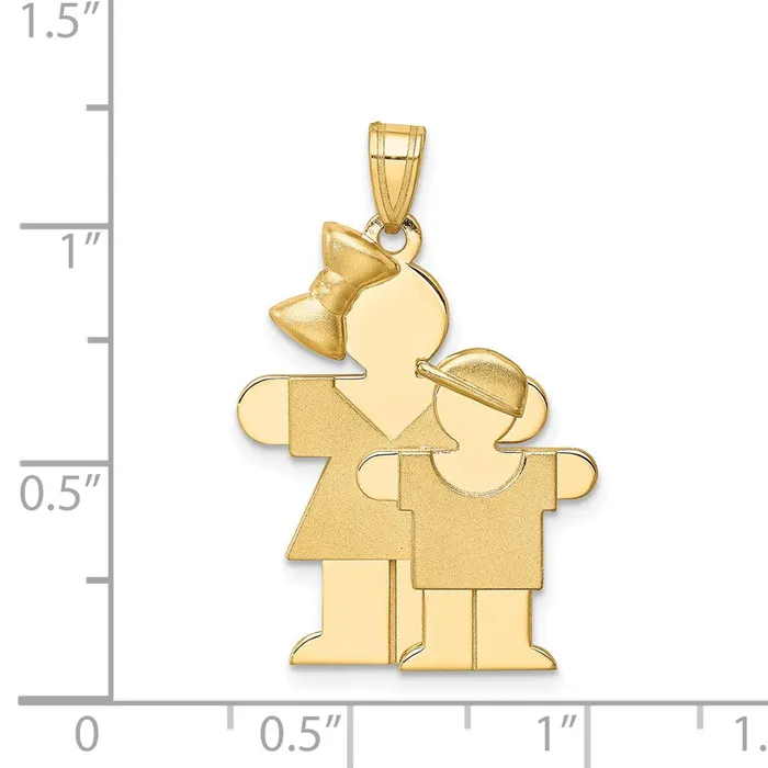 Charm Necklaces Goldia 14k Yellow Gold Big Girl and Little Boy Engravable Charm
