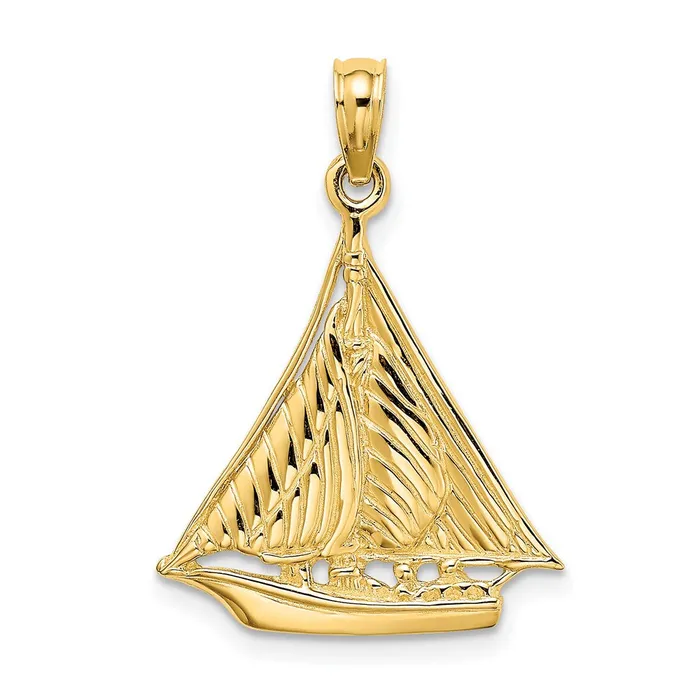 Charm Necklaces Goldia 14k Yellow Gold Polished and Textured Sailboat Charm Charm Necklaces Goldia 14k Yellow Gold Polished and Textured Sailboat Charm