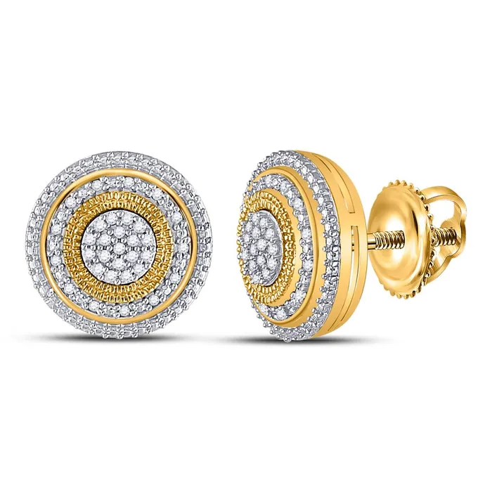 Earrings 10k Yellow Gold Round Diamond Concentric Circle Cluster Earrings 16 Cttw gndatlanta Earrings 10k Yellow Gold Round Diamond Concentric Circle Cluster Earrings 16 Cttw gndatlanta