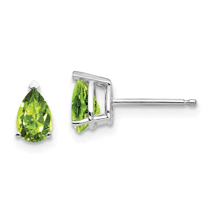 Earrings 14k White Gold 6x4mm Pear Peridot Earrings Goldia