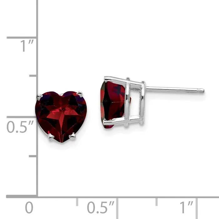 Earrings 14k White Gold 8mm Heart Garnet Earrings Goldia
