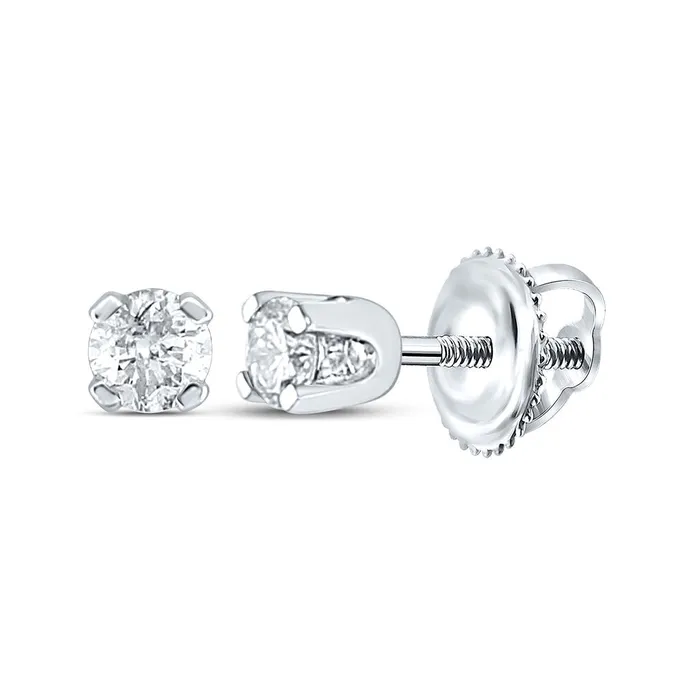 Earrings 14k White Gold Round Diamond Supreme Solitaire Earrings 110 Cttw Certified gndatlanta