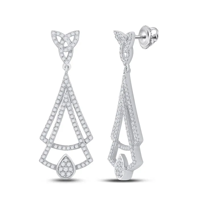 Earrings 14k White Gold Round Diamond Triangle Dangle Earrings 34 Cttw gndatlanta Earrings 14k White Gold Round Diamond Triangle Dangle Earrings 34 Cttw gndatlanta