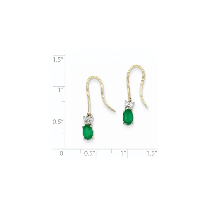 Earrings 14k Yellow Gold 18ct Real Diamond u0026 Emerald Shepherd Hook Earrings Goldia