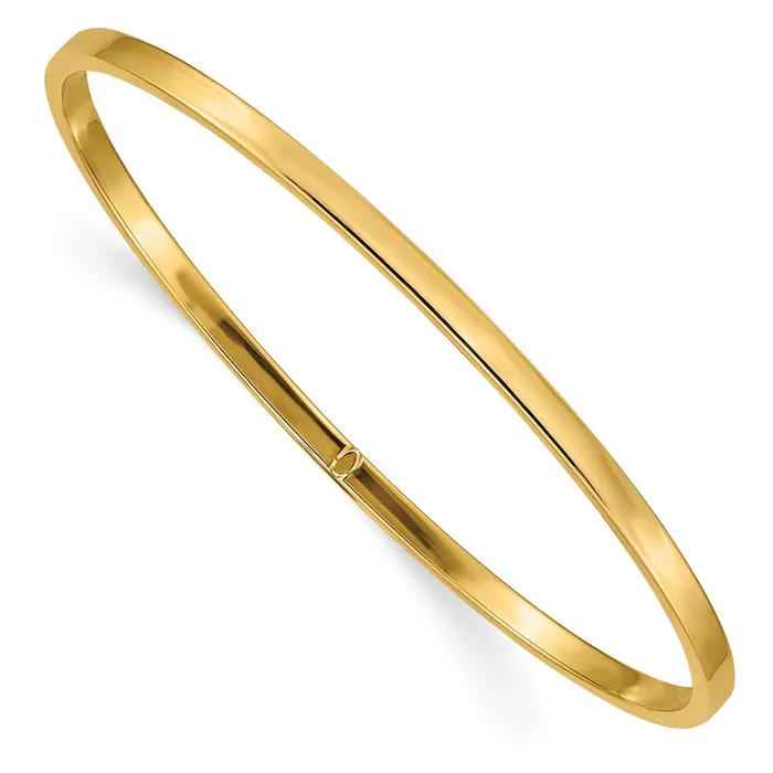 Earrings 14k Yellow Gold 3mm Polished Square Tube Slipon Bangle Goldia