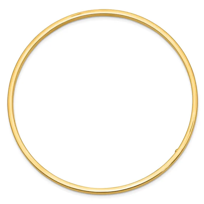 Earrings 14k Yellow Gold 3mm Polished Square Tube Slipon Bangle Goldia