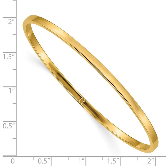 Earrings 14k Yellow Gold 3mm Polished Square Tube Slipon Bangle Goldia