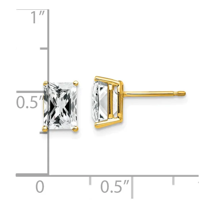 Earrings 14k Yellow Gold 7x5mm Radiant Cut Cubic Zirconia Earrings Goldia