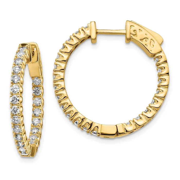 Earrings 14k Yellow Gold Diamond Round Hoop wSafety Clasp Earrings Goldia Earrings 14k Yellow Gold Diamond Round Hoop wSafety Clasp Earrings Goldia