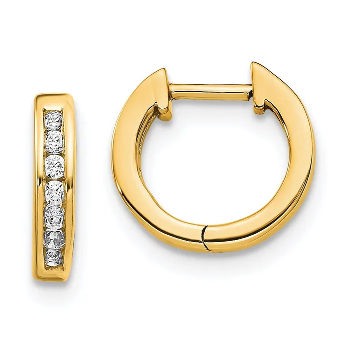 Earrings 14k Yellow Gold Polished Real Diamond Hinged Hoop Earrings Goldia Earrings 14k Yellow Gold Polished Real Diamond Hinged Hoop Earrings Goldia