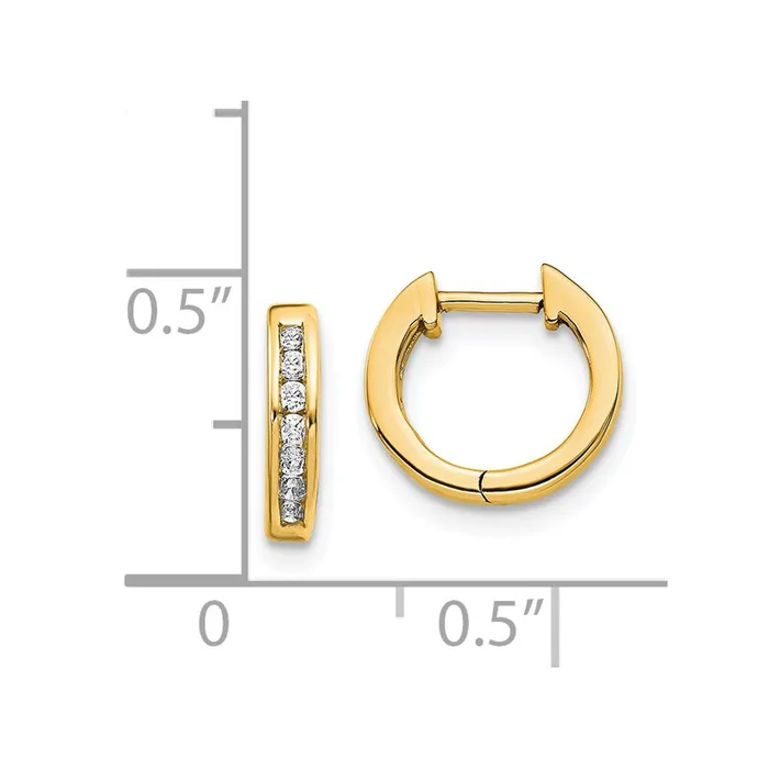 Earrings 14k Yellow Gold Polished Real Diamond Hinged Hoop Earrings Goldia