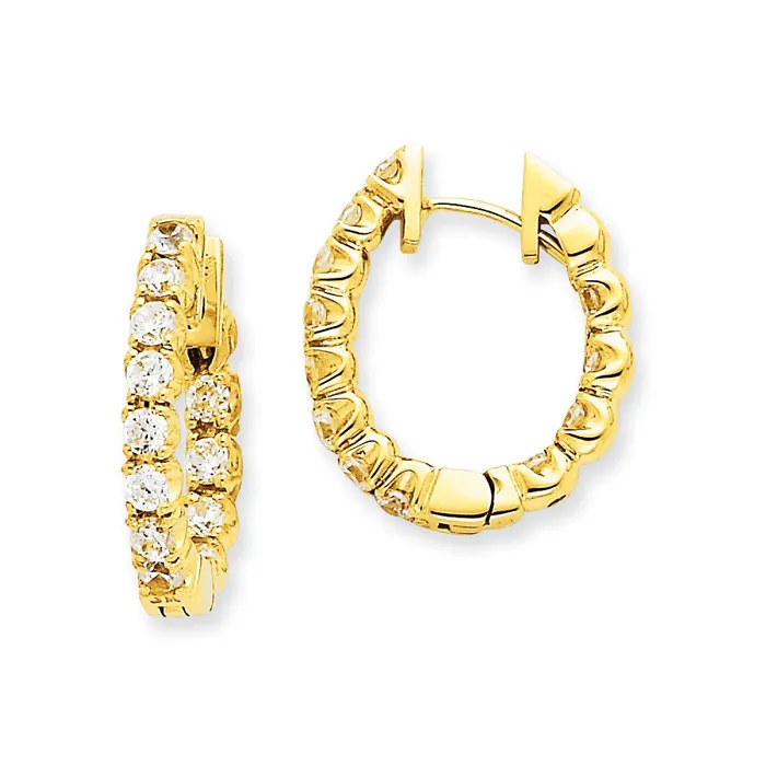 Earrings 14k Yellow Gold Real Diamond Hinged Hoop Earrings Goldia