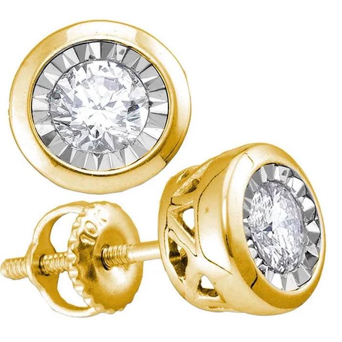 Earrings gndatlanta 10k Yellow Gold Round Diamond Solitaire Stud Earrings 12 Cttw Earrings gndatlanta 10k Yellow Gold Round Diamond Solitaire Stud Earrings 12 Cttw