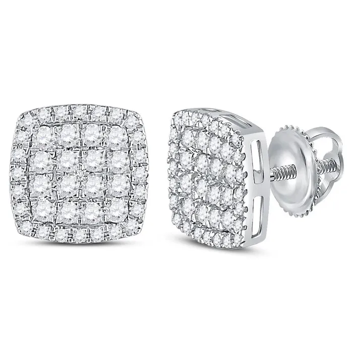 Earrings gndatlanta 14k White Gold Round Diamond Square Cluster Earrings 34 Cttw